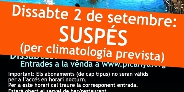 Suspesa la piscina nocturna prevista per a este dissabte 2 de setembre